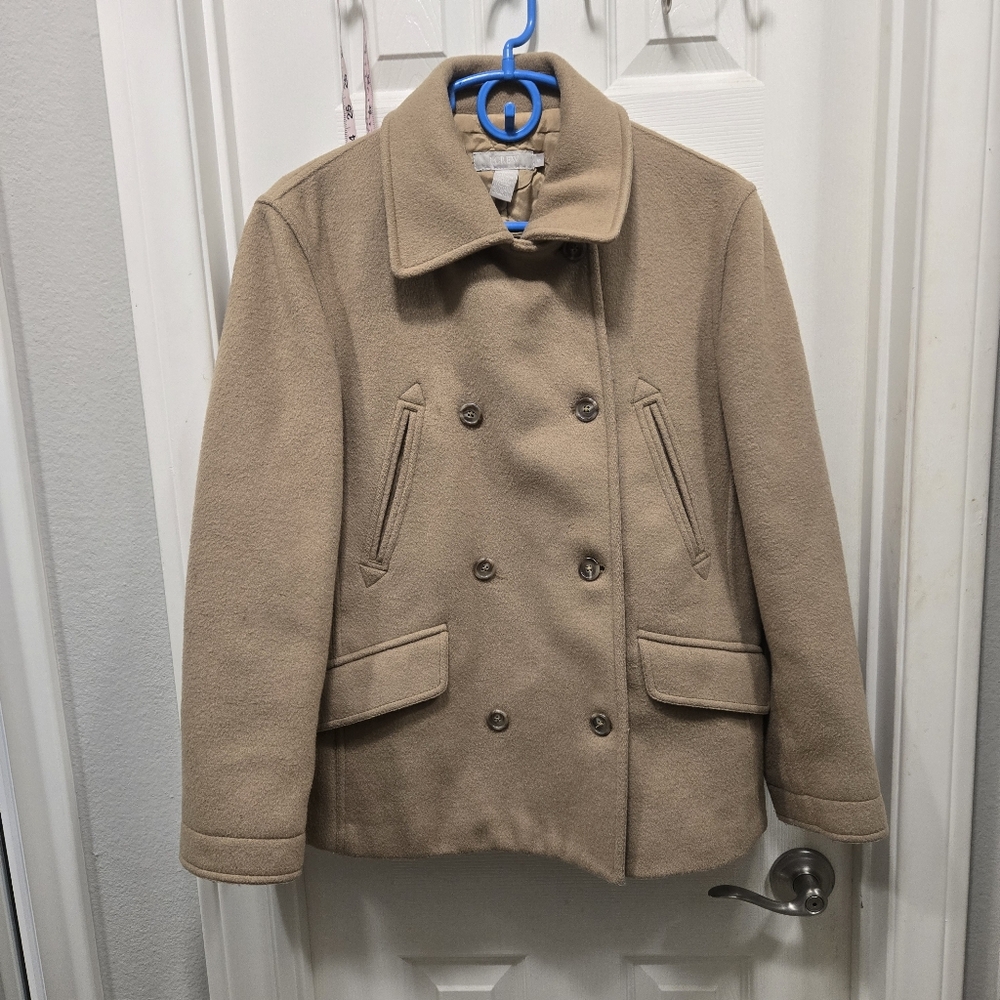 J. Crew Classic Tan Wool/ cashmere Peacoat size s